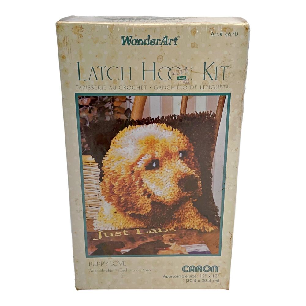 New Sealed WonderArt Caron Latch Hook Kit Puppy Loves 12 x 12 #4670 Craft